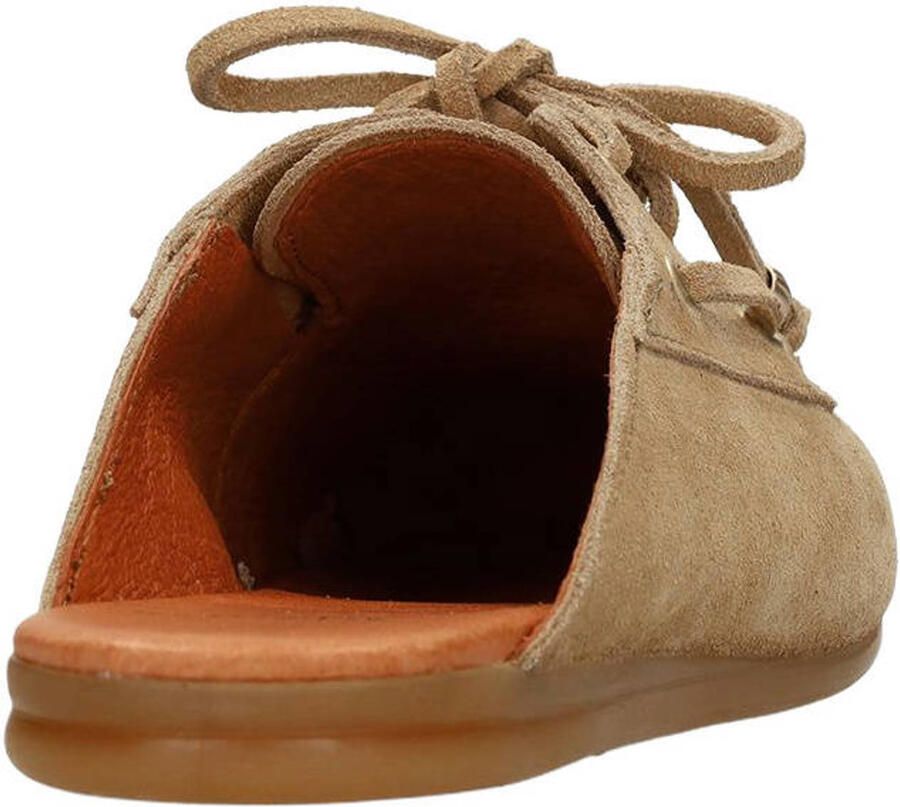Manfield Dames Beige suède muiltjes met franjes - Foto 3