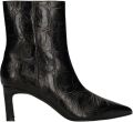 Manfield Dames Zwarte leren turtle print enkellaarsjes - Zwart