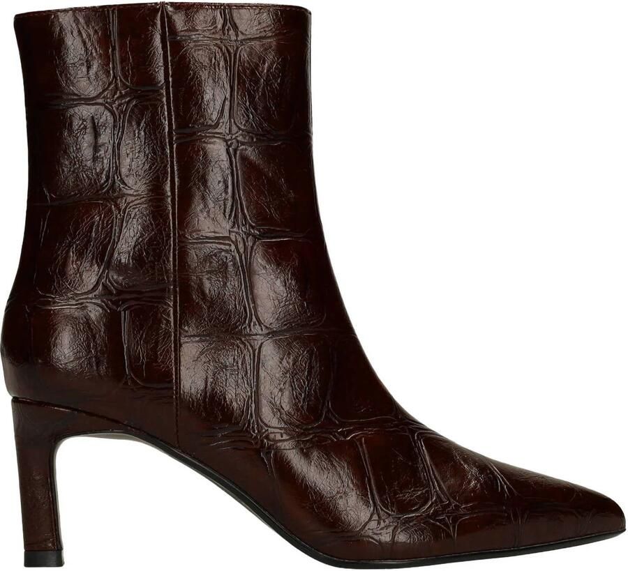 Manfield Dames Bruine leren turtle print enkellaarsjes
