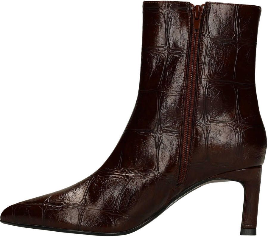 Manfield Dames Bruine leren turtle print enkellaarsjes - Foto 2