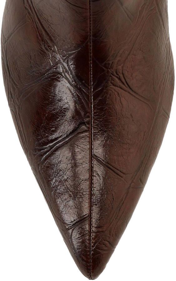 Manfield Dames Bruine leren turtle print enkellaarsjes - Foto 3