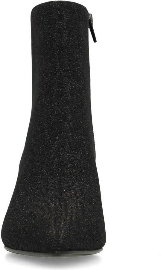 Manfield Dames Zwarte glitter enkellaarsjes met hak