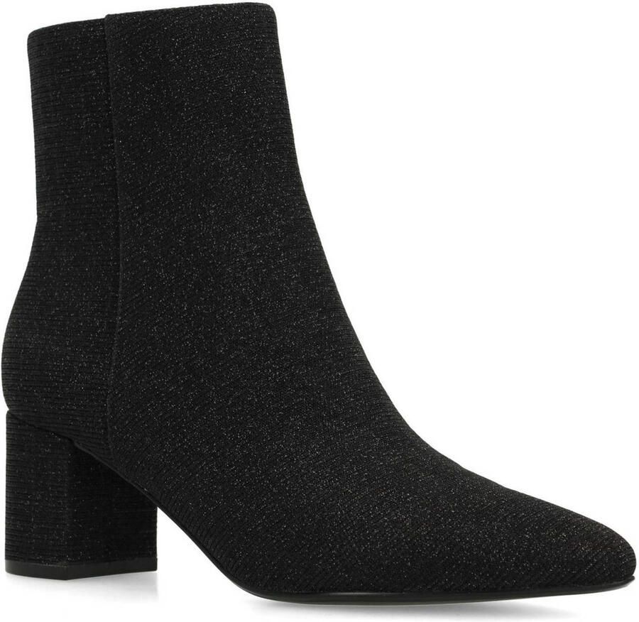 Manfield Dames Zwarte glitter enkellaarsjes met hak