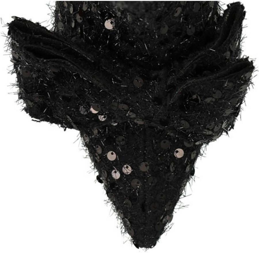 Manfield Dames Zwarte glitter enkellaarsjes met hak