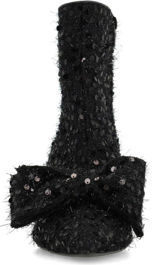 Manfield Dames Zwarte glitter enkellaarsjes met hak - Foto 3