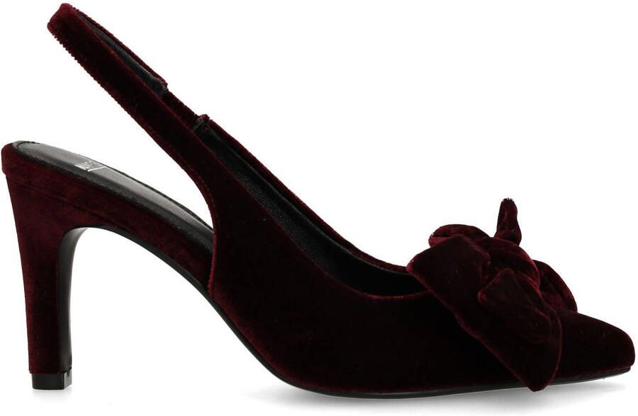 Manfield fluwelen slingback pumps met hak bordeaux
