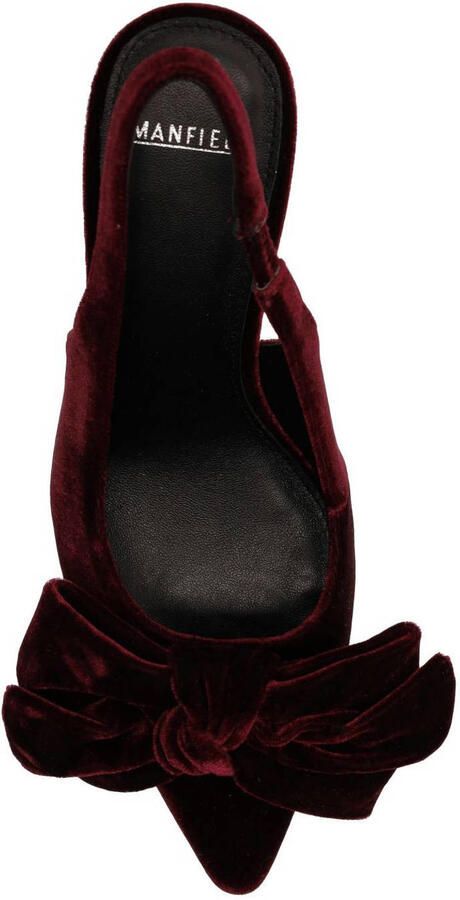 Manfield fluwelen slingback pumps met hak bordeaux - Foto 3