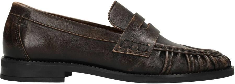 Manfield Gabriela X leren loafers donkerbruin