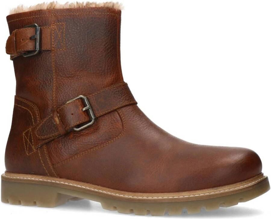 Manfield gevoerde leren enkelboots cognac