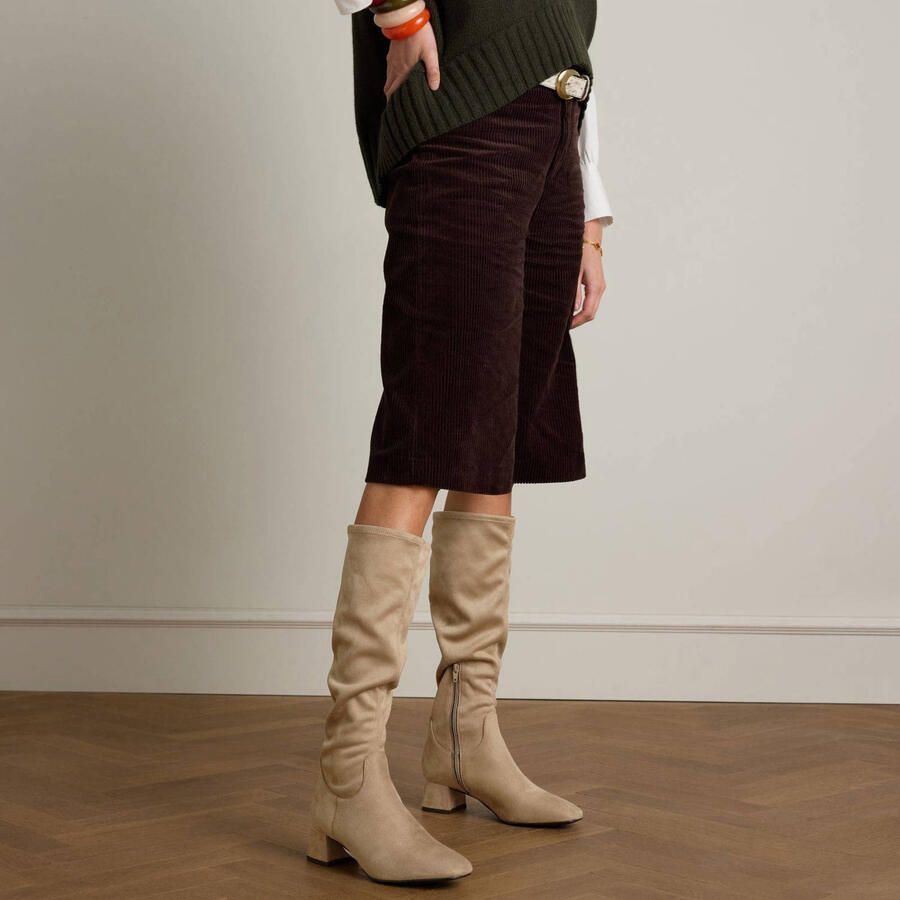 No Stress Dames Beige stretch laarzen met hak