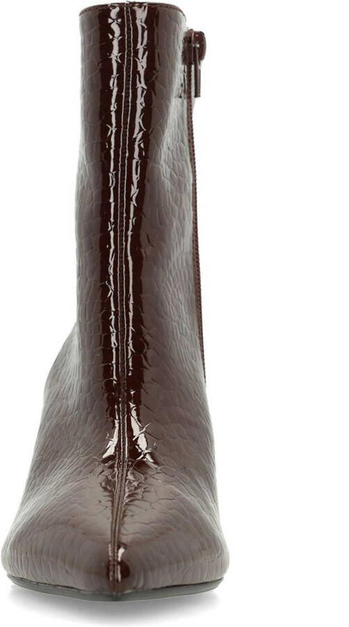 Manfield Dames Donkerbruine lak enkellaarsjes met hak - Foto 3