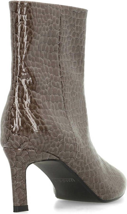 Manfield Dames Donkergrijze lak enkellaarsjes met hak - Foto 3