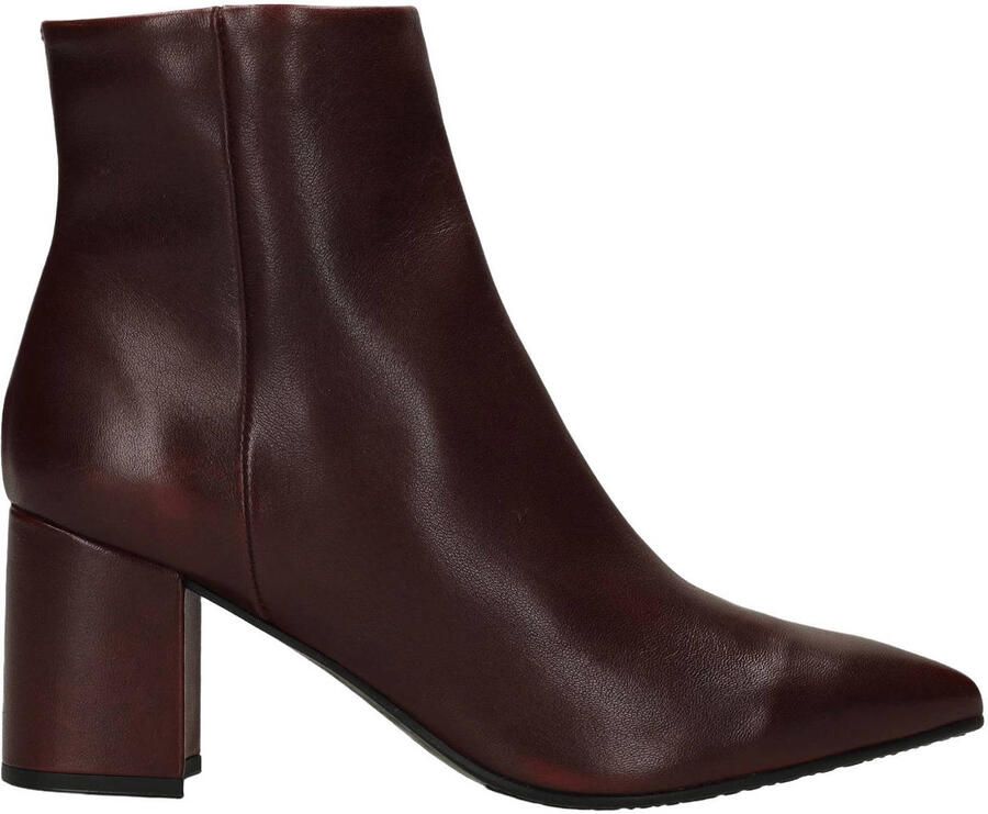 Manfield lakleren enkellaarzen met blokhak bordeaux
