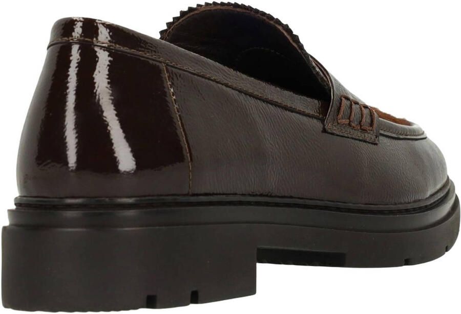 Manfield Dames Bruine lakleren loafers met pony hair - Foto 2