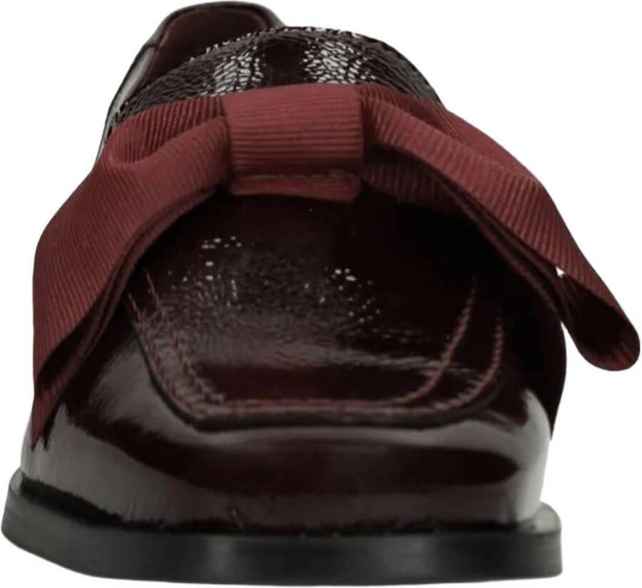 Manfield Dames Burgundy lakleren loafers met strik