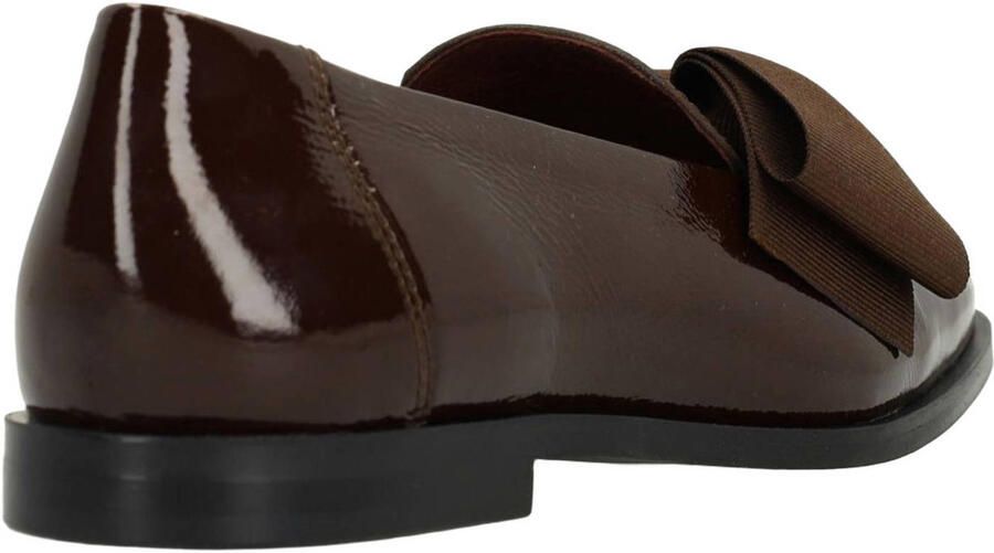 Manfield Dames Bruine lakleren loafers met strik