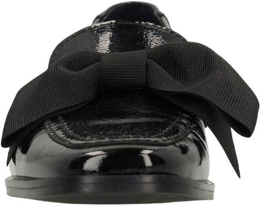Manfield Dames Zwarte lakleren loafers met strik - Foto 3