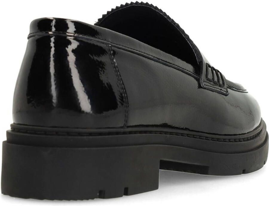 Manfield Dames Zwarte lakleren loafers met ponyhair