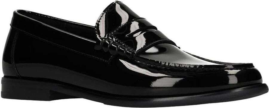 Manfield Heren Zwarte leren patent studs loafers - Foto 3