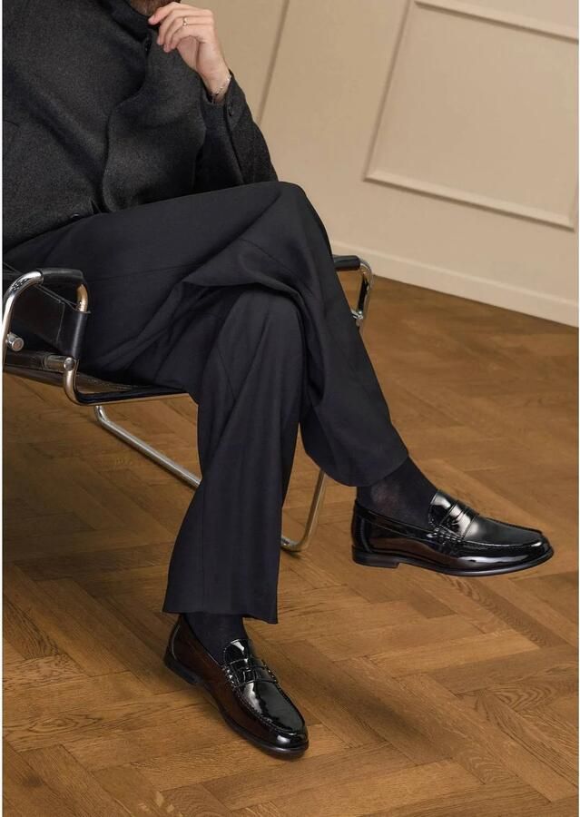Manfield Heren Zwarte leren patent studs loafers - Foto 3