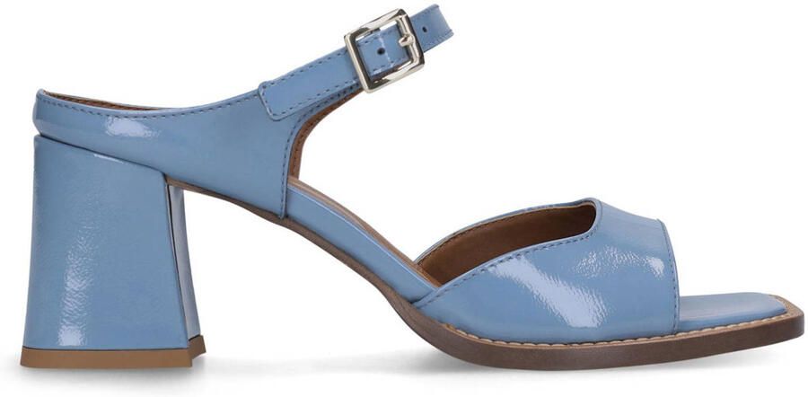 Manfield Dames Blauwe lak leren sandalen met hak