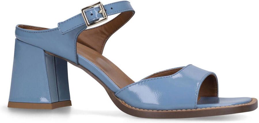 Manfield Dames Blauwe lak leren sandalen met hak - Foto 3
