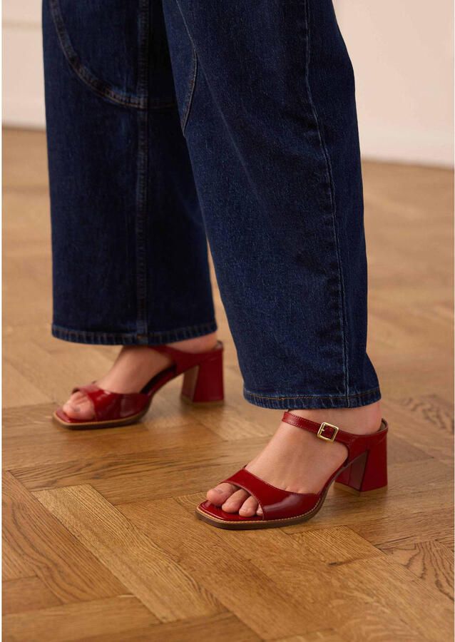 Manfield Dames Rode lakleren sandalen met hak - Foto 2