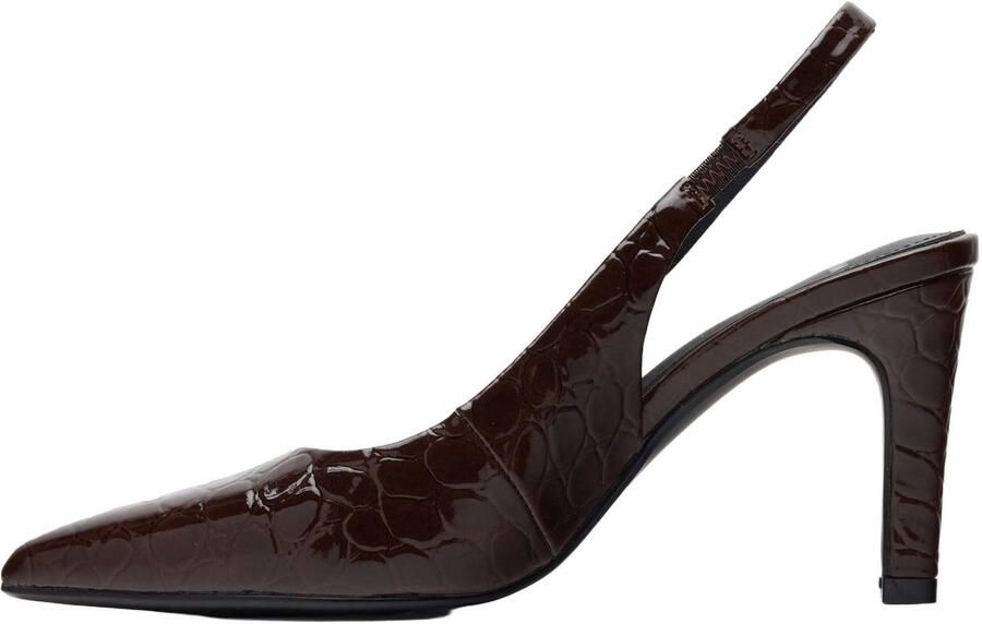 Manfield lakleren slingback pumps met hak en dierenprint bruin - Foto 3