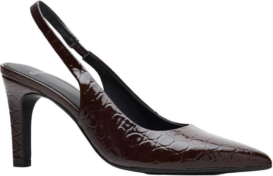 Manfield lakleren slingback pumps met hak en dierenprint bruin - Foto 2