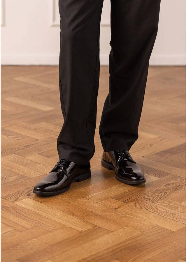 Manfield Heren Zwarte lakleren veterschoenen
