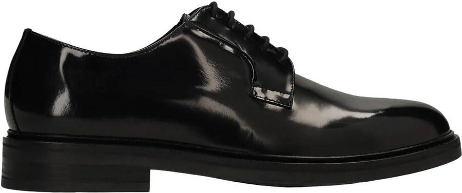 Manfield Heren Zwarte lak leren veterschoenen