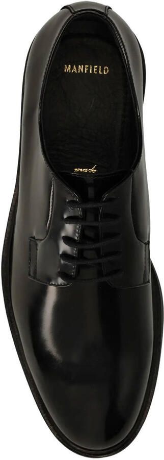Manfield Heren Zwarte lak leren veterschoenen - Foto 3
