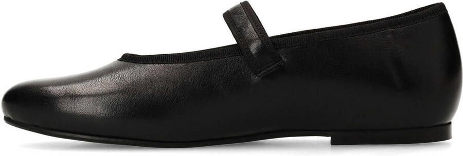 Manfield Dames Zwarte leren ballerina's met gesp