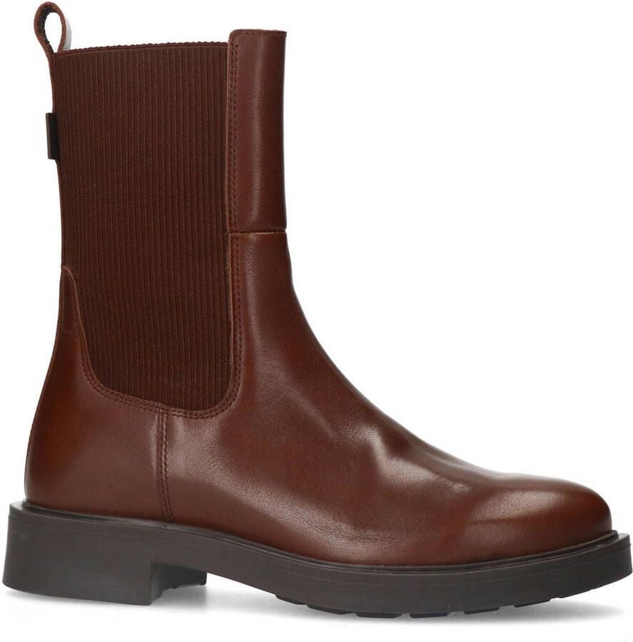 Manfield Dames Bruine leren chelsea boots