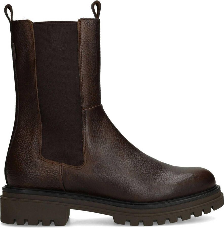 Manfield Dames Bruine leren chelsea boots