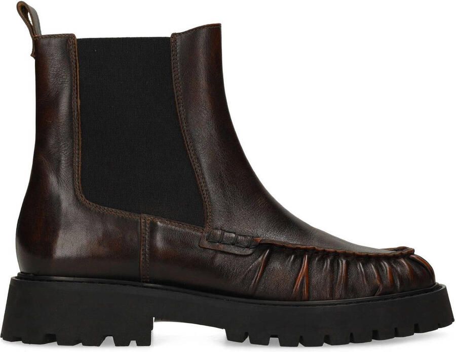 Manfield leren chelsea boots met profielzool bruin