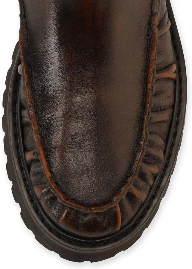 Manfield leren chelsea boots met profielzool bruin - Foto 2