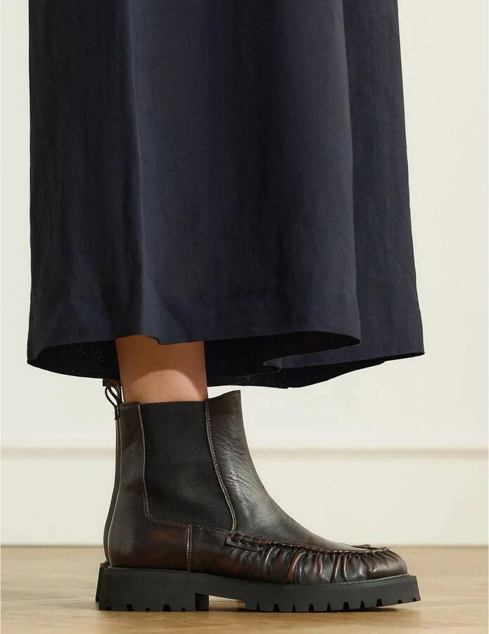 Manfield leren chelsea boots met profielzool bruin - Foto 2