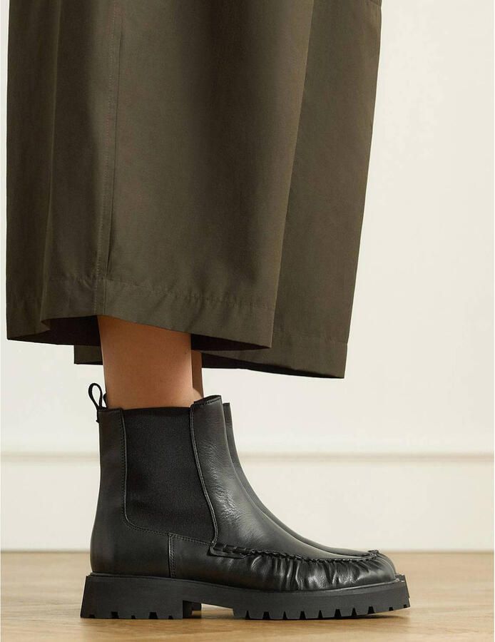 Manfield leren chelsea boots met profielzool zwart - Foto 2