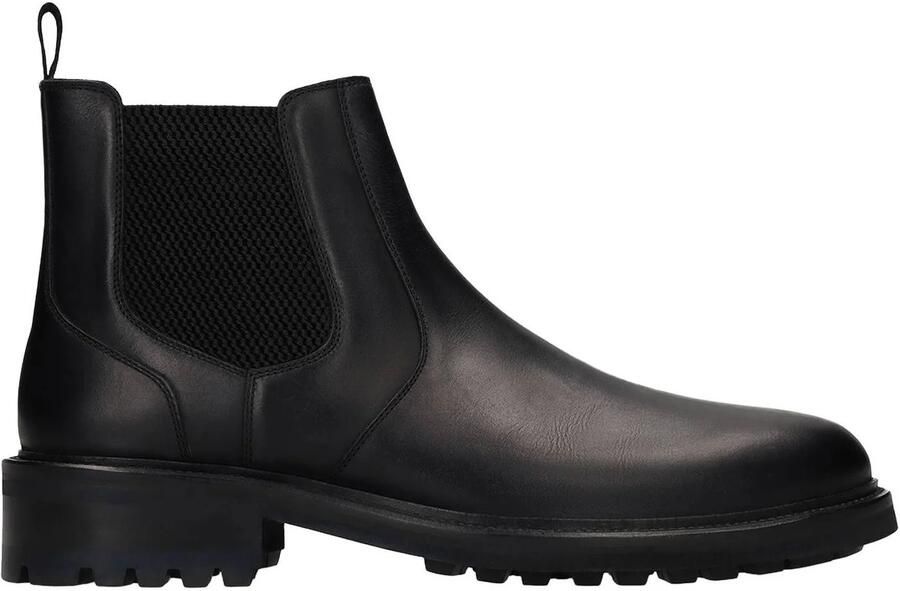 Manfield leren chelsea boots met profielzool zwart