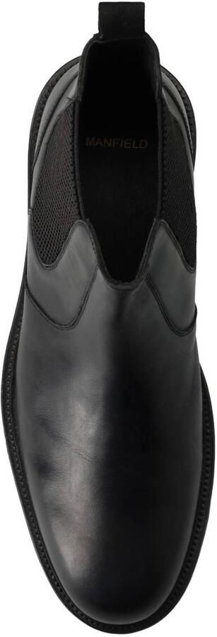 Manfield leren chelsea boots met profielzool zwart - Foto 3