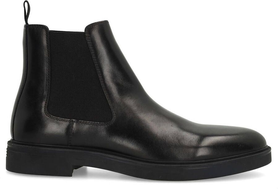 Manfield Heren Zwarte leren Chelsea boots
