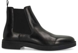 Manfield Heren Zwarte leren Chelsea boots