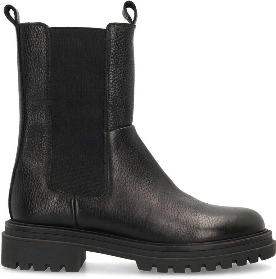 Manfield Dames Zwarte leren chelsea boots