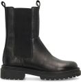 Manfield Dames Zwarte leren chelsea boots - Zwart