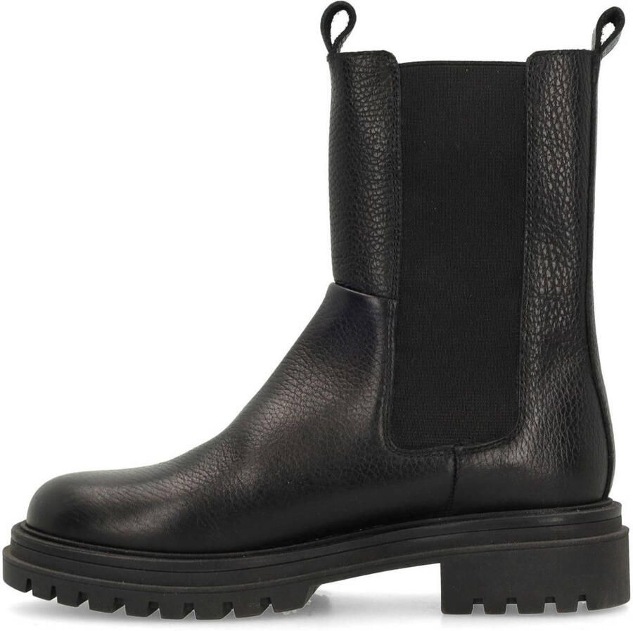 Manfield Dames Zwarte leren chelsea boots