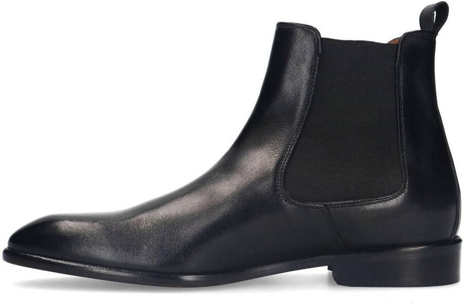 Manfield Heren Zwarte leren chelsea boots