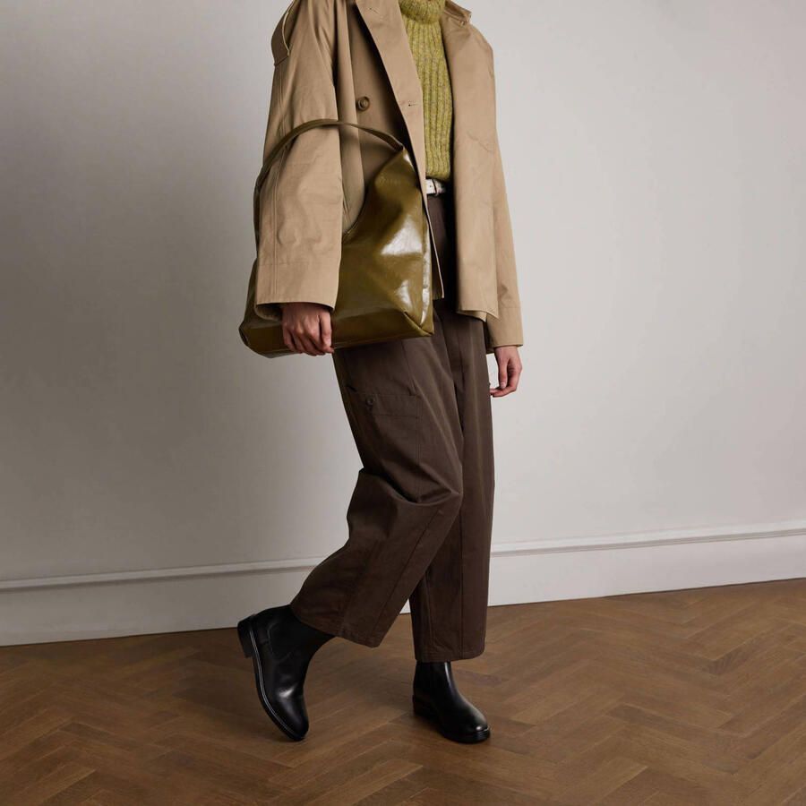 Manfield Dames Zwarte leren chelsea boots