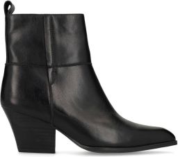 Manfield Dames Zwarte leren enkellaarsjes met hak