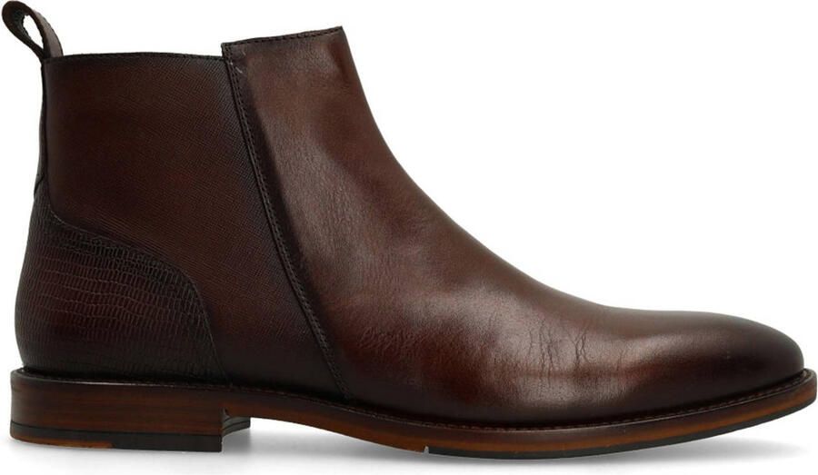Manfield Heren Bruine leren Chelsea boots